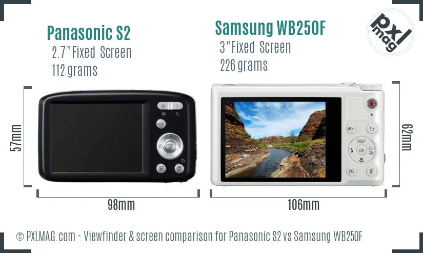 Panasonic S2 vs Samsung WB250F Screen and Viewfinder comparison