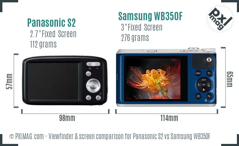 Panasonic S2 vs Samsung WB350F Screen and Viewfinder comparison