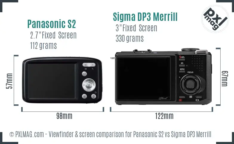 Panasonic S2 vs Sigma DP3 Merrill Screen and Viewfinder comparison