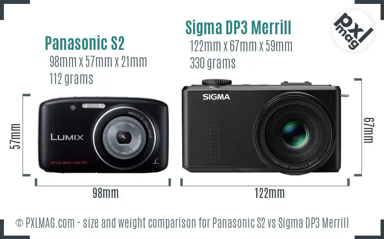 Panasonic S2 vs Sigma DP3 Merrill size comparison