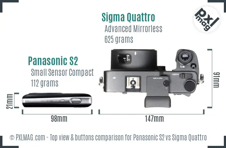 Panasonic S2 vs Sigma Quattro top view buttons comparison