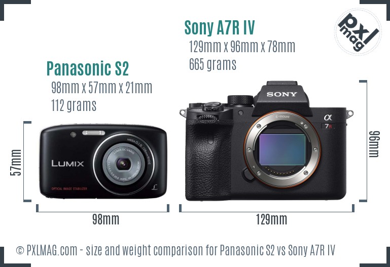 Panasonic S2 vs Sony A7R IV size comparison