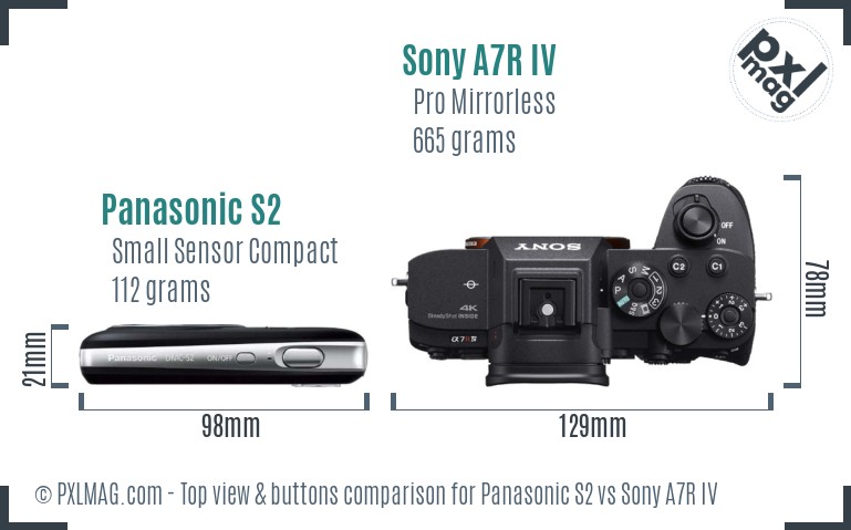 Panasonic S2 vs Sony A7R IV top view buttons comparison