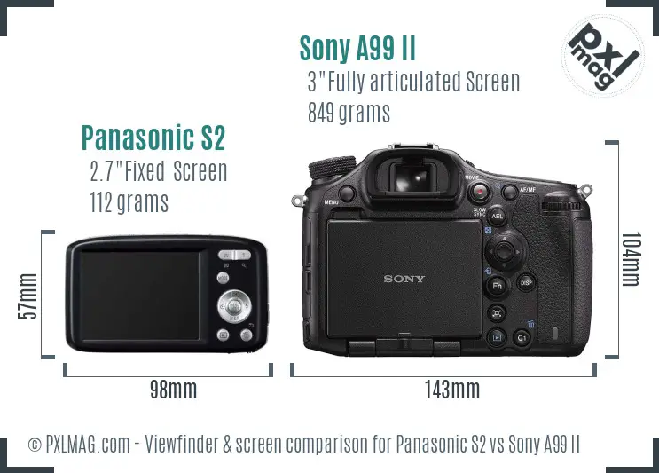 Panasonic S2 vs Sony A99 II Screen and Viewfinder comparison Panasonic S2 vs Sony A99 II Screen and Viewfinder comparison