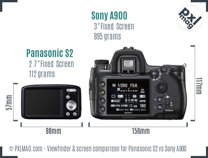 Panasonic S2 vs Sony A900 Screen and Viewfinder comparison