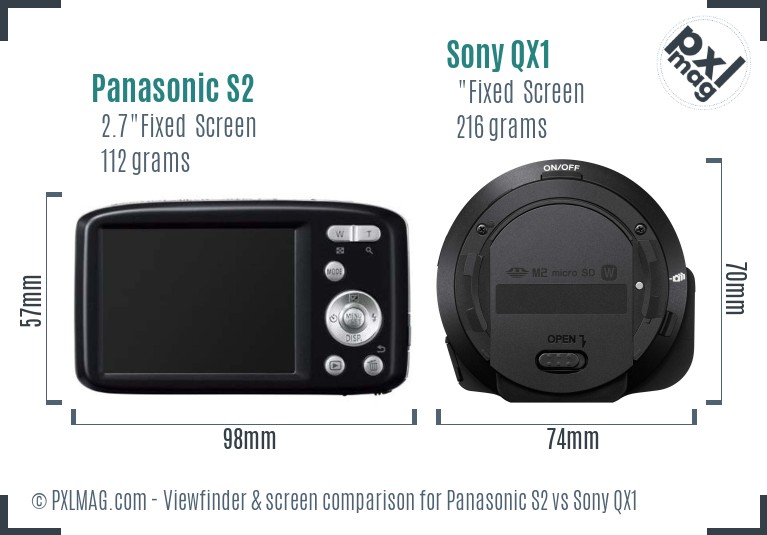 Panasonic S2 vs Sony QX1 Screen and Viewfinder comparison