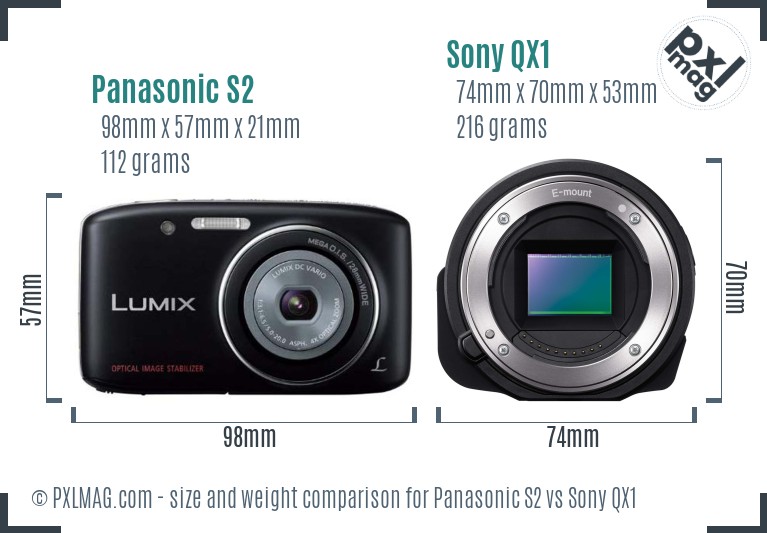 Panasonic S2 vs Sony QX1 size comparison Panasonic S2 vs Sony QX1 size comparison