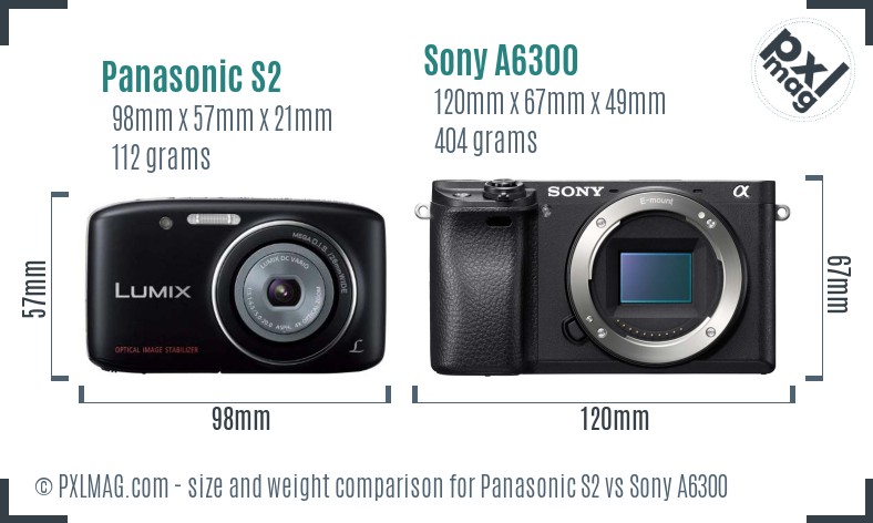 Panasonic S2 vs Sony A6300 size comparison Panasonic S2 vs Sony A6300 size comparison