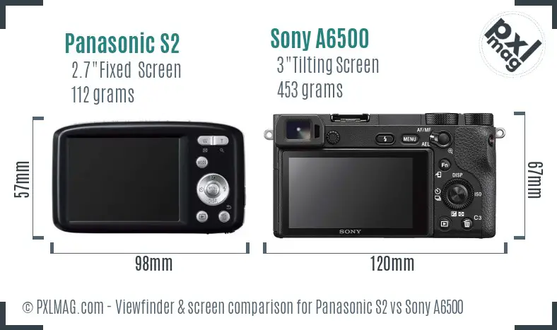 Panasonic S2 vs Sony A6500 Screen and Viewfinder comparison
