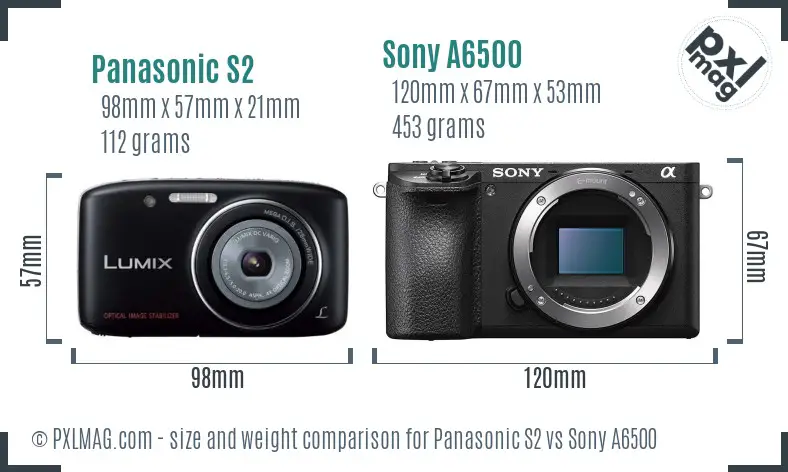 Panasonic S2 vs Sony A6500 size comparison