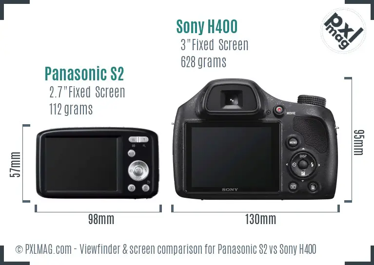 Panasonic S2 vs Sony H400 Screen and Viewfinder comparison Panasonic S2 vs Sony H400 Screen and Viewfinder comparison