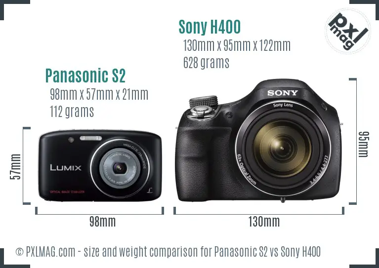 Panasonic S2 vs Sony H400 size comparison Panasonic S2 vs Sony H400 size comparison