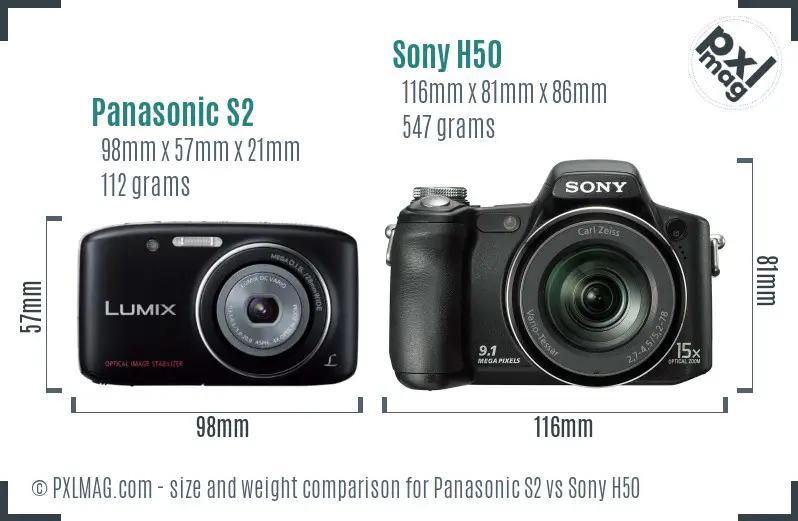 Panasonic S2 vs Sony H50 size comparison
