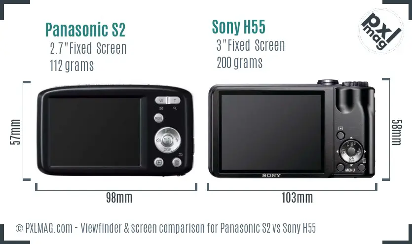 Panasonic S2 vs Sony H55 Screen and Viewfinder comparison