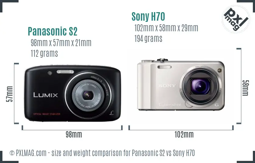 Panasonic S2 vs Sony H70 size comparison