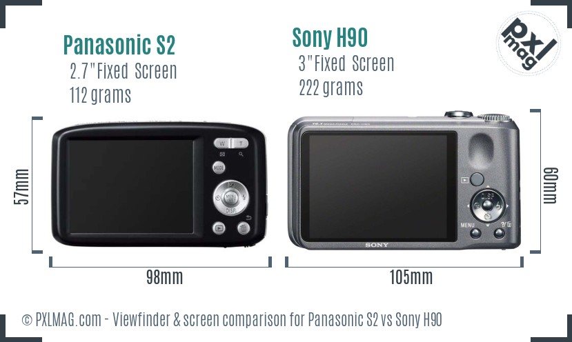 Panasonic S2 vs Sony H90 Screen and Viewfinder comparison