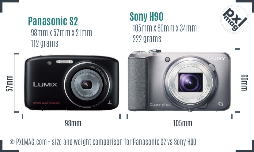 Panasonic S2 vs Sony H90 size comparison Panasonic S2 vs Sony H90 size comparison