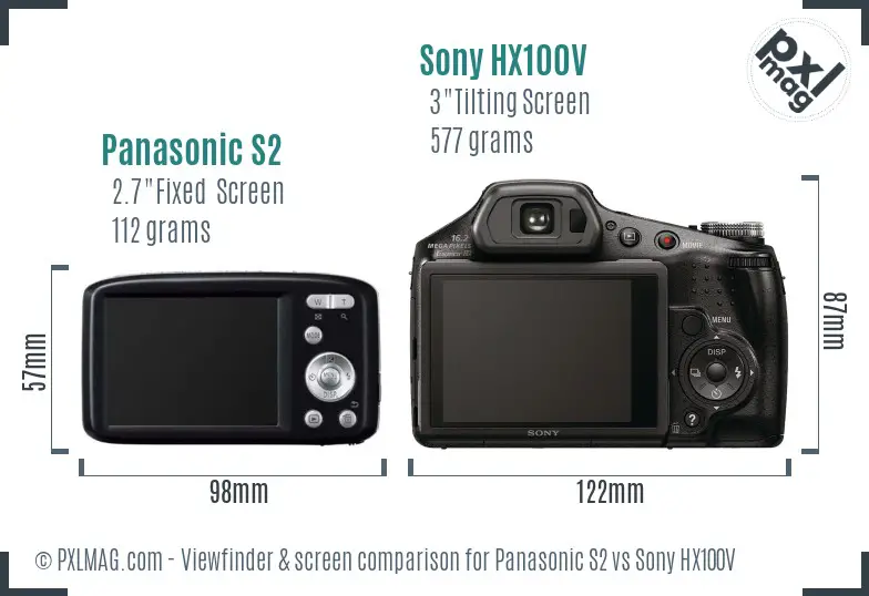 Panasonic S2 vs Sony HX100V Screen and Viewfinder comparison Panasonic S2 vs Sony HX100V Screen and Viewfinder comparison