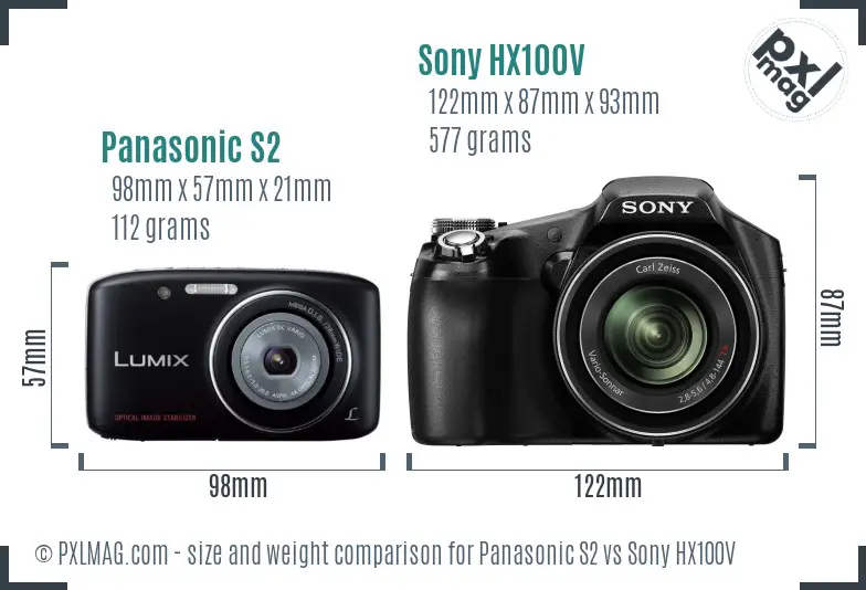 Panasonic S2 vs Sony HX100V size comparison Panasonic S2 vs Sony HX100V size comparison