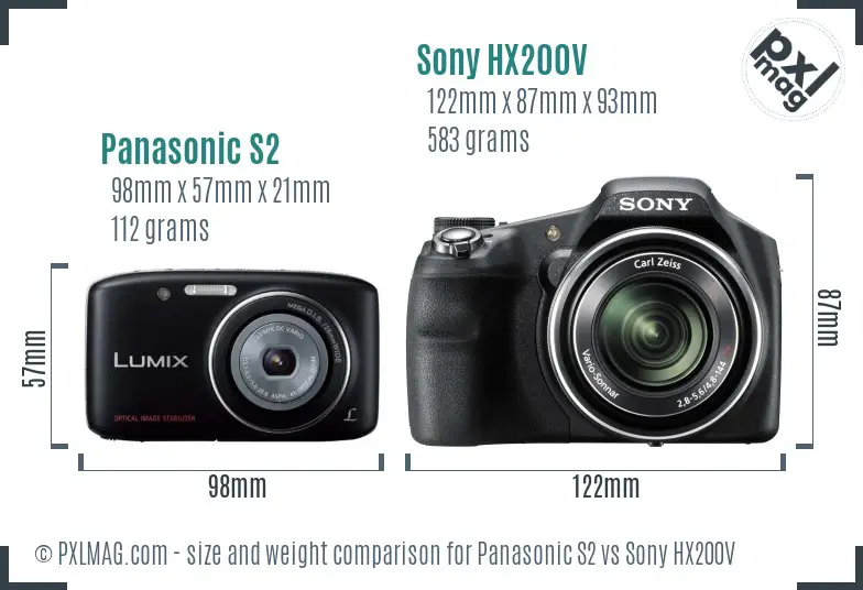 Panasonic S2 vs Sony HX200V size comparison Panasonic S2 vs Sony HX200V size comparison