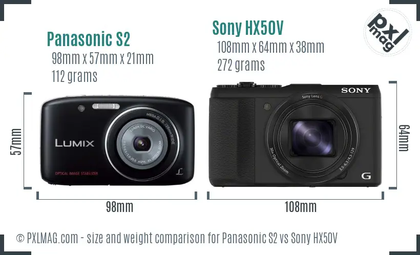 Panasonic S2 vs Sony HX50V size comparison Panasonic S2 vs Sony HX50V size comparison