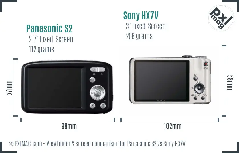 Panasonic S2 vs Sony HX7V Screen and Viewfinder comparison Panasonic S2 vs Sony HX7V Screen and Viewfinder comparison