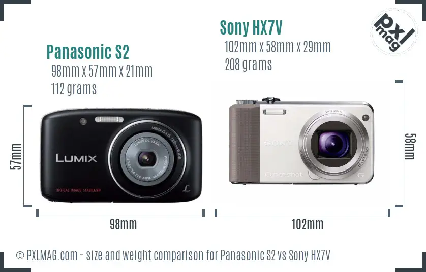 Panasonic S2 vs Sony HX7V size comparison Panasonic S2 vs Sony HX7V size comparison