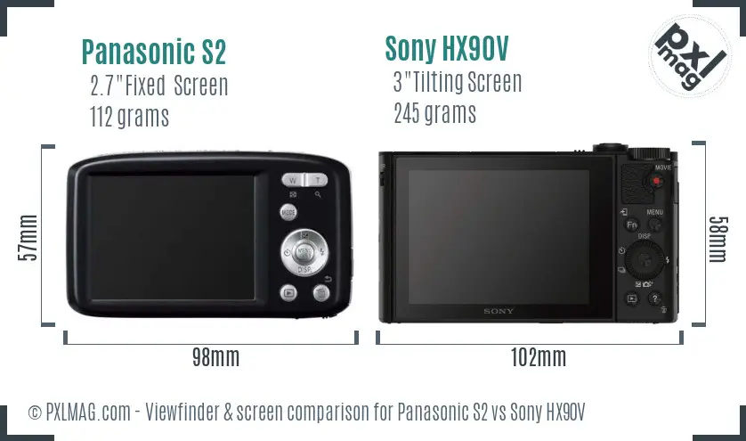 Panasonic S2 vs Sony HX90V Screen and Viewfinder comparison