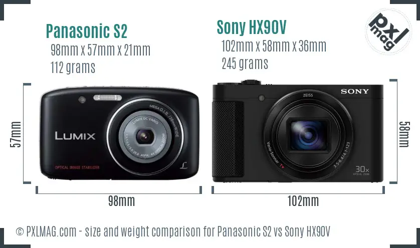 Panasonic S2 vs Sony HX90V size comparison