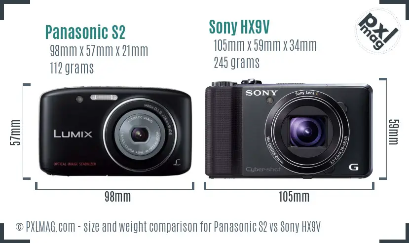 Panasonic S2 vs Sony HX9V size comparison Panasonic S2 vs Sony HX9V size comparison