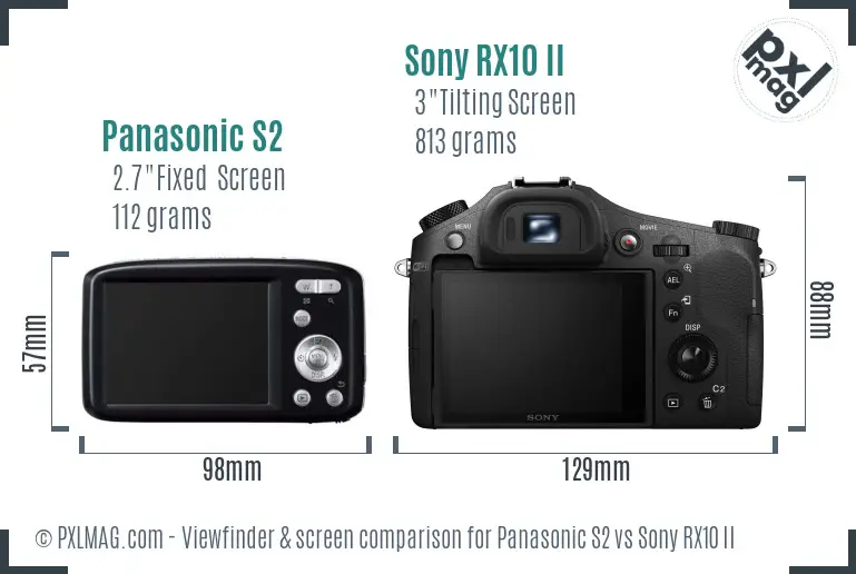 Panasonic S2 vs Sony RX10 II Screen and Viewfinder comparison