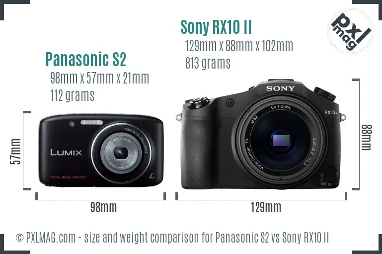 Panasonic S2 vs Sony RX10 II size comparison