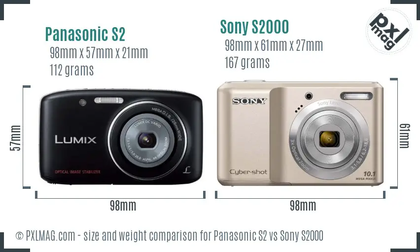 Panasonic S2 vs Sony S2000 size comparison Panasonic S2 vs Sony S2000 size comparison
