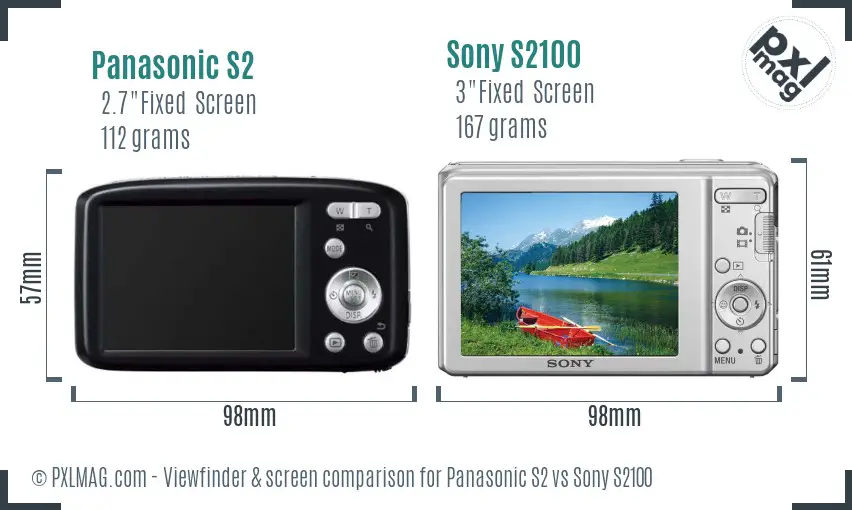 Panasonic S2 vs Sony S2100 Screen and Viewfinder comparison