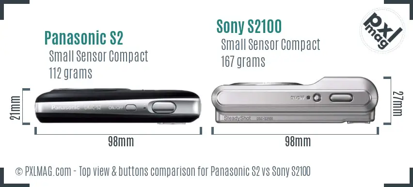 Panasonic S2 vs Sony S2100 top view buttons comparison