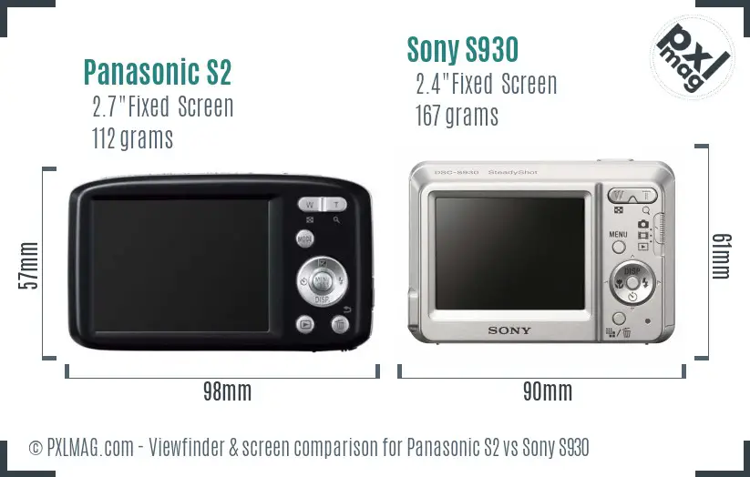 Panasonic S2 vs Sony S930 Screen and Viewfinder comparison