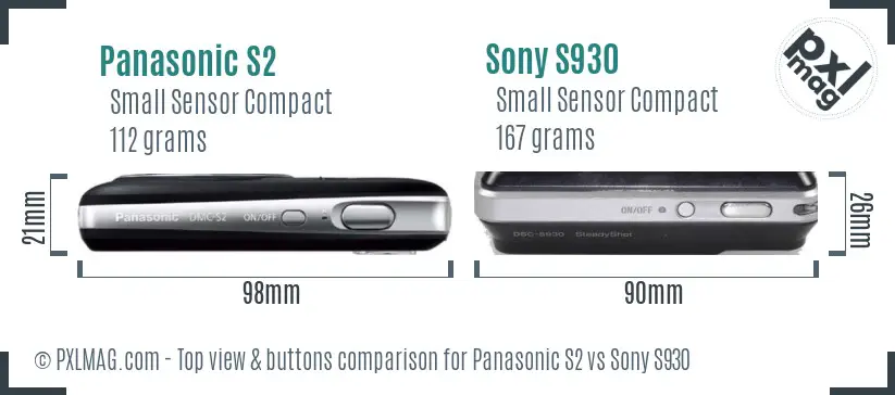 Panasonic S2 vs Sony S930 top view buttons comparison