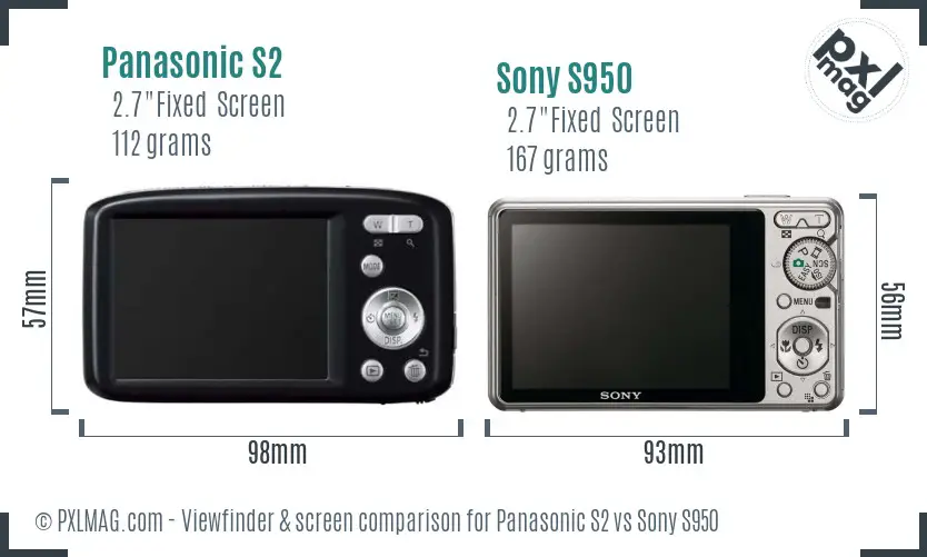 Panasonic S2 vs Sony S950 Screen and Viewfinder comparison