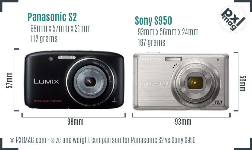 Panasonic S2 vs Sony S950 size comparison