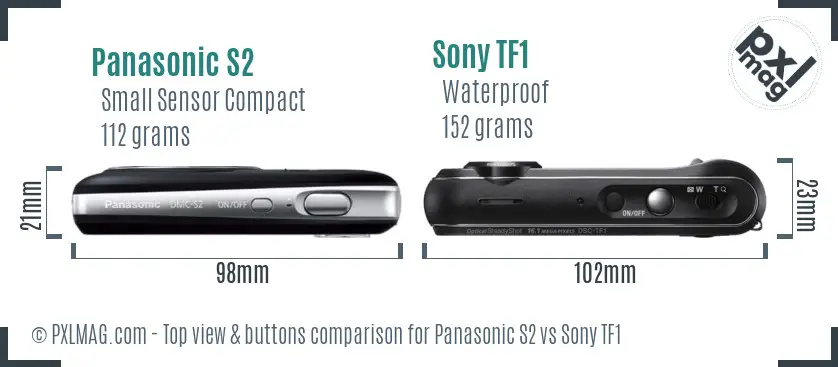 Panasonic S2 vs Sony TF1 top view buttons comparison