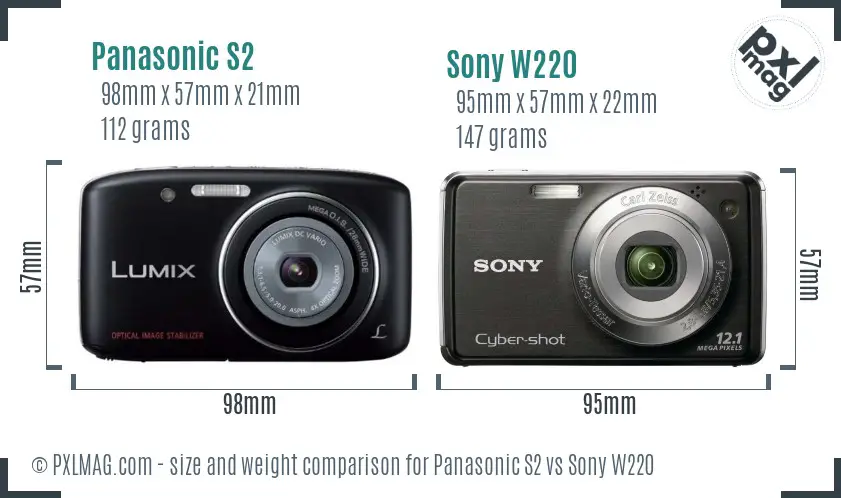 Panasonic S2 and Sony W220 size comparison