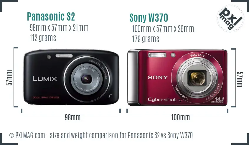 Panasonic S2 vs Sony W370 size comparison Panasonic S2 vs Sony W370 size comparison