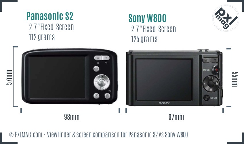 Panasonic S2 vs Sony W800 Screen and Viewfinder comparison