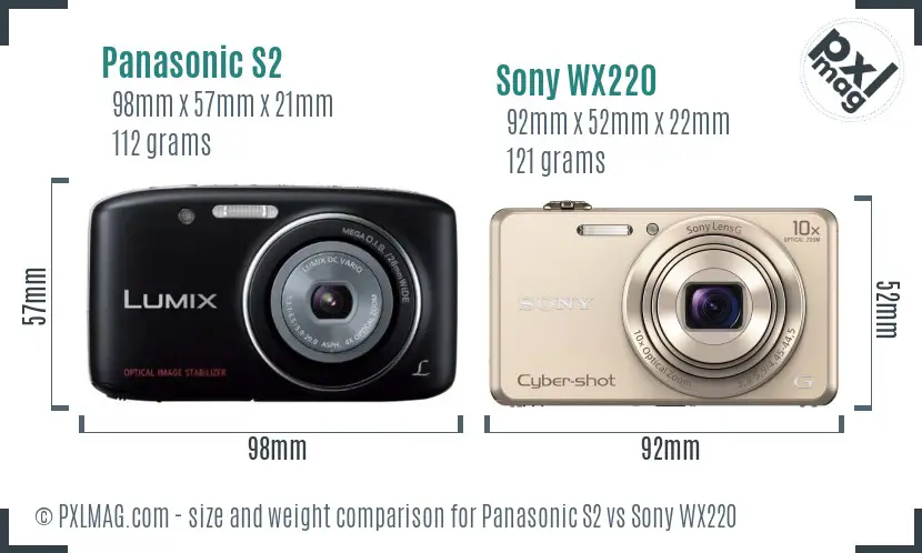 Panasonic S2 vs Sony WX220 size comparison