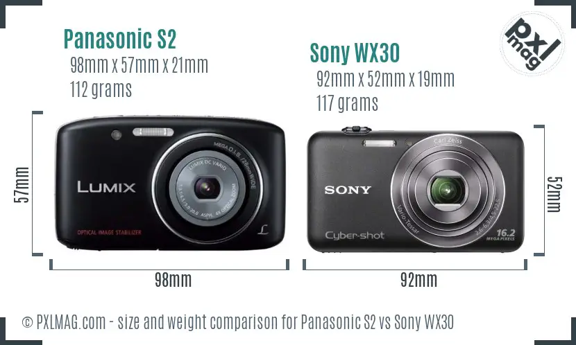 Panasonic S2 vs Sony WX30 size comparison Panasonic S2 vs Sony WX30 size comparison