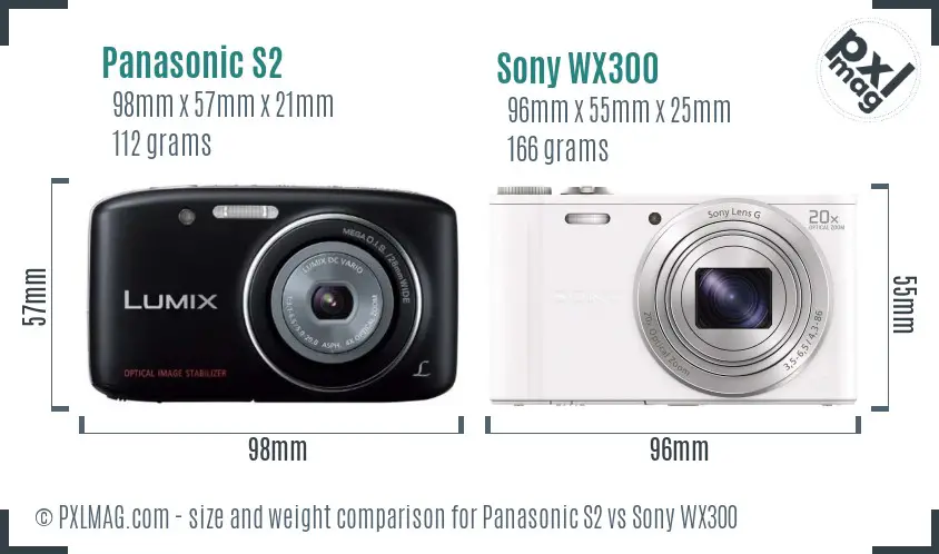 Panasonic S2 vs Sony WX300 size comparison