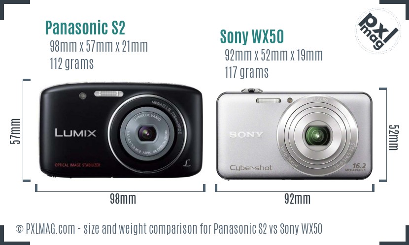Panasonic S2 vs Sony WX50 size comparison