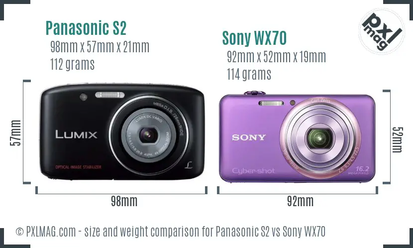 Panasonic S2 vs Sony WX70 size comparison