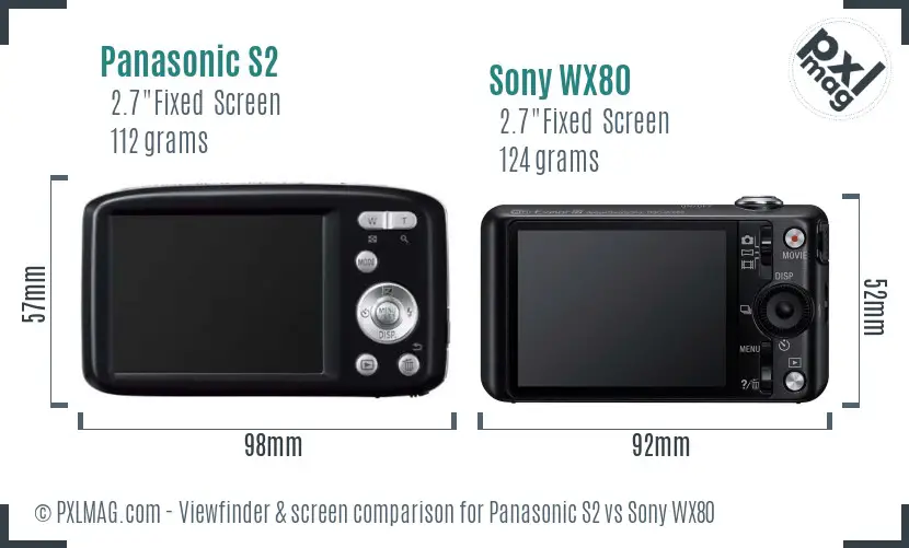 Panasonic S2 vs Sony WX80 Screen and Viewfinder comparison