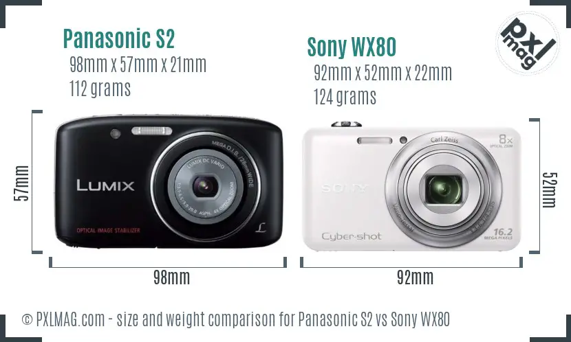 Panasonic S2 vs Sony WX80 size comparison